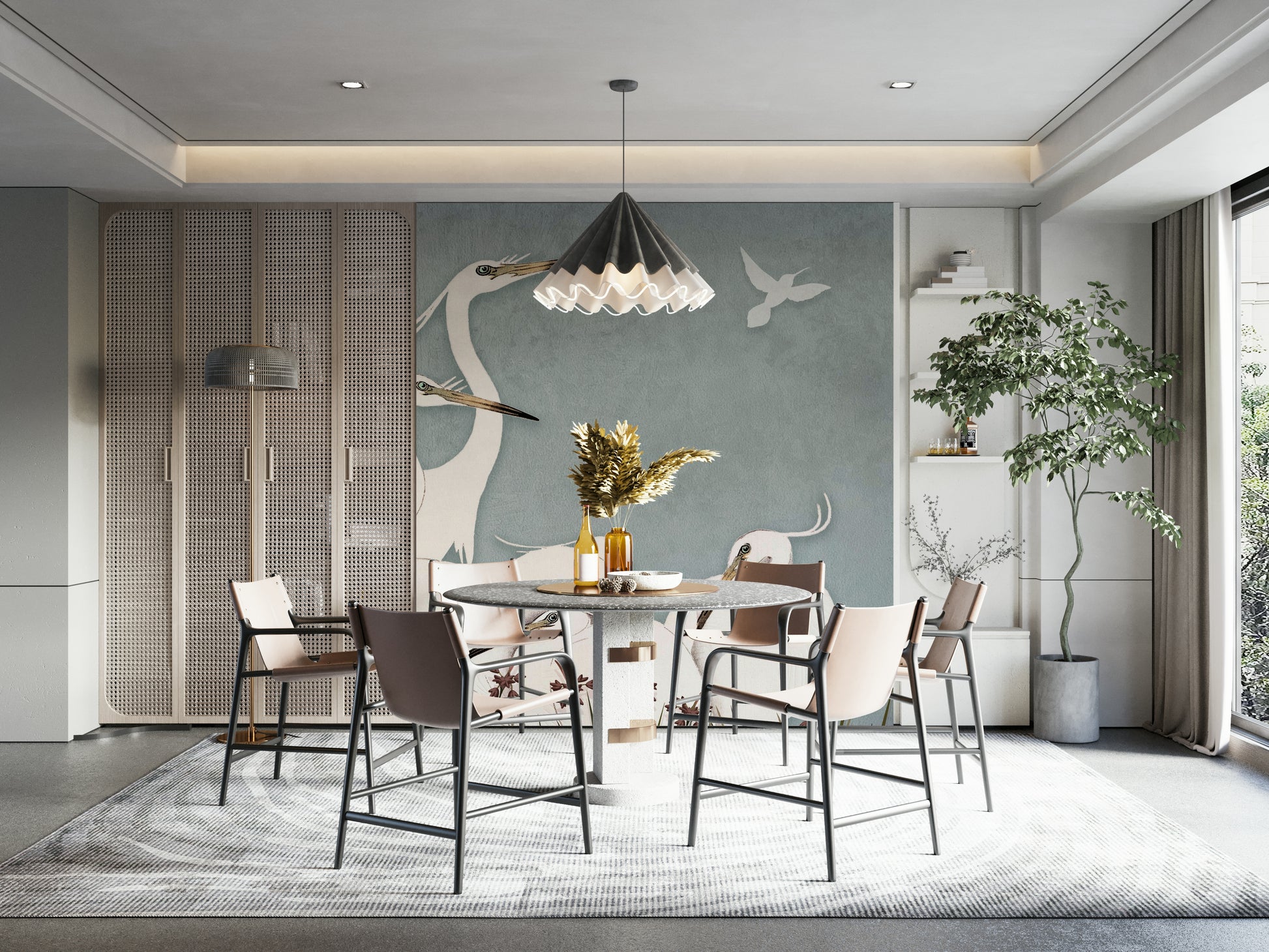 The overall mood is one of quiet and tranquility.
