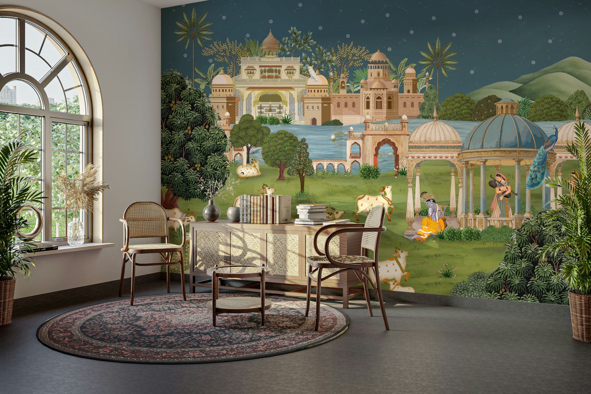 The composition is a harmonious, rhythmic pattern.

