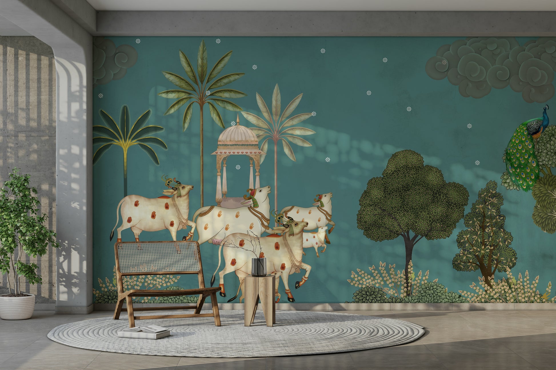 Neel Pichwai Wall Mural design



