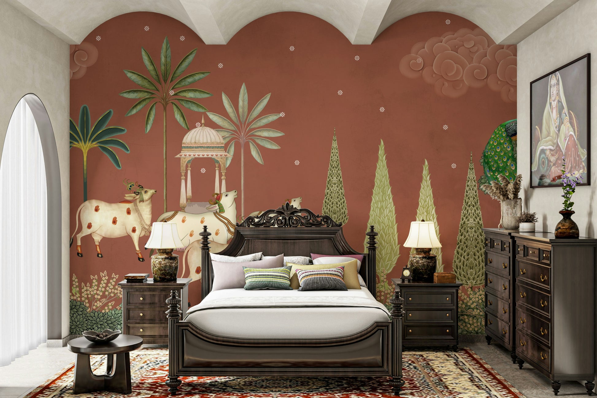 Pichwai Vanam Wall Mural elegant design



