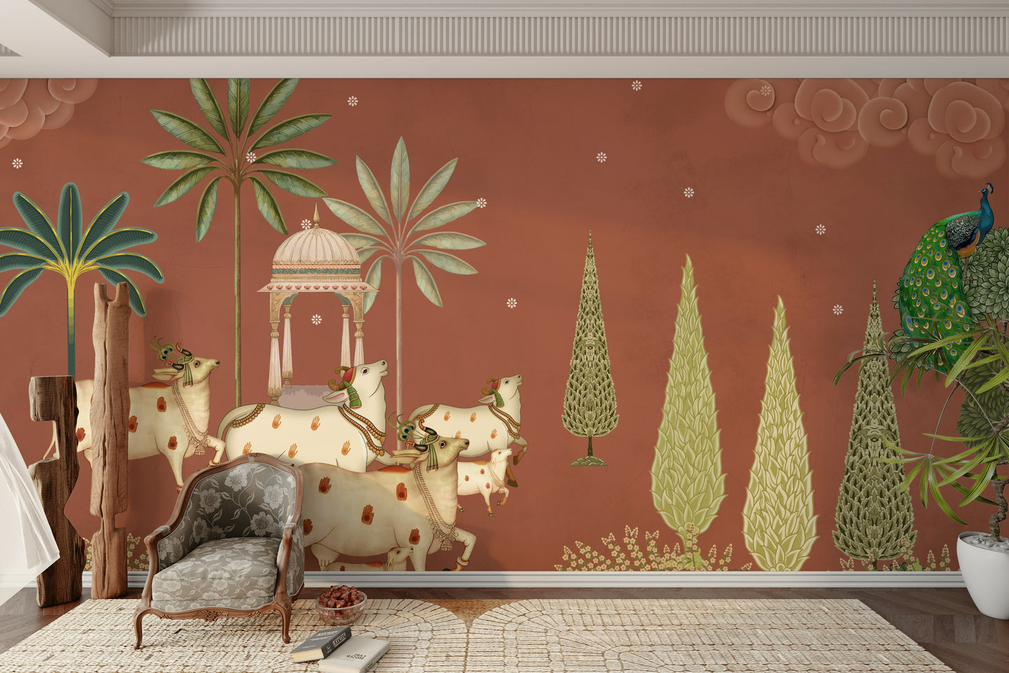 Pichwai Vanam Wall Mural for bedroom

