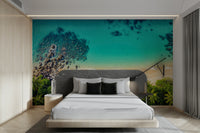 Wall mural with whimsical shapes and colors

