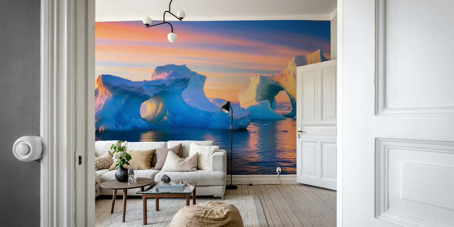 Wall mural with whimsical shapes and colors

