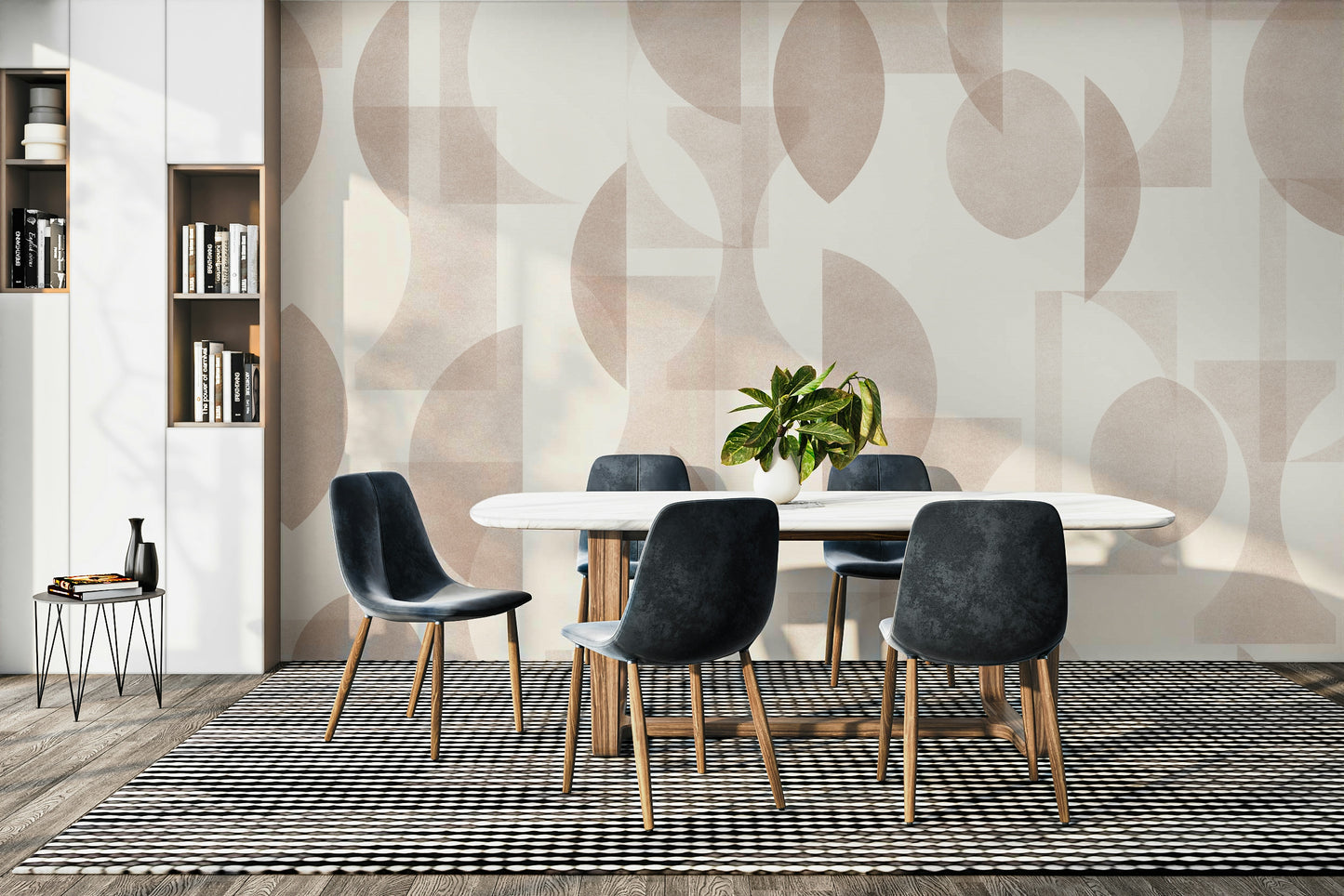 An interior with a modern and elegant accent wall

