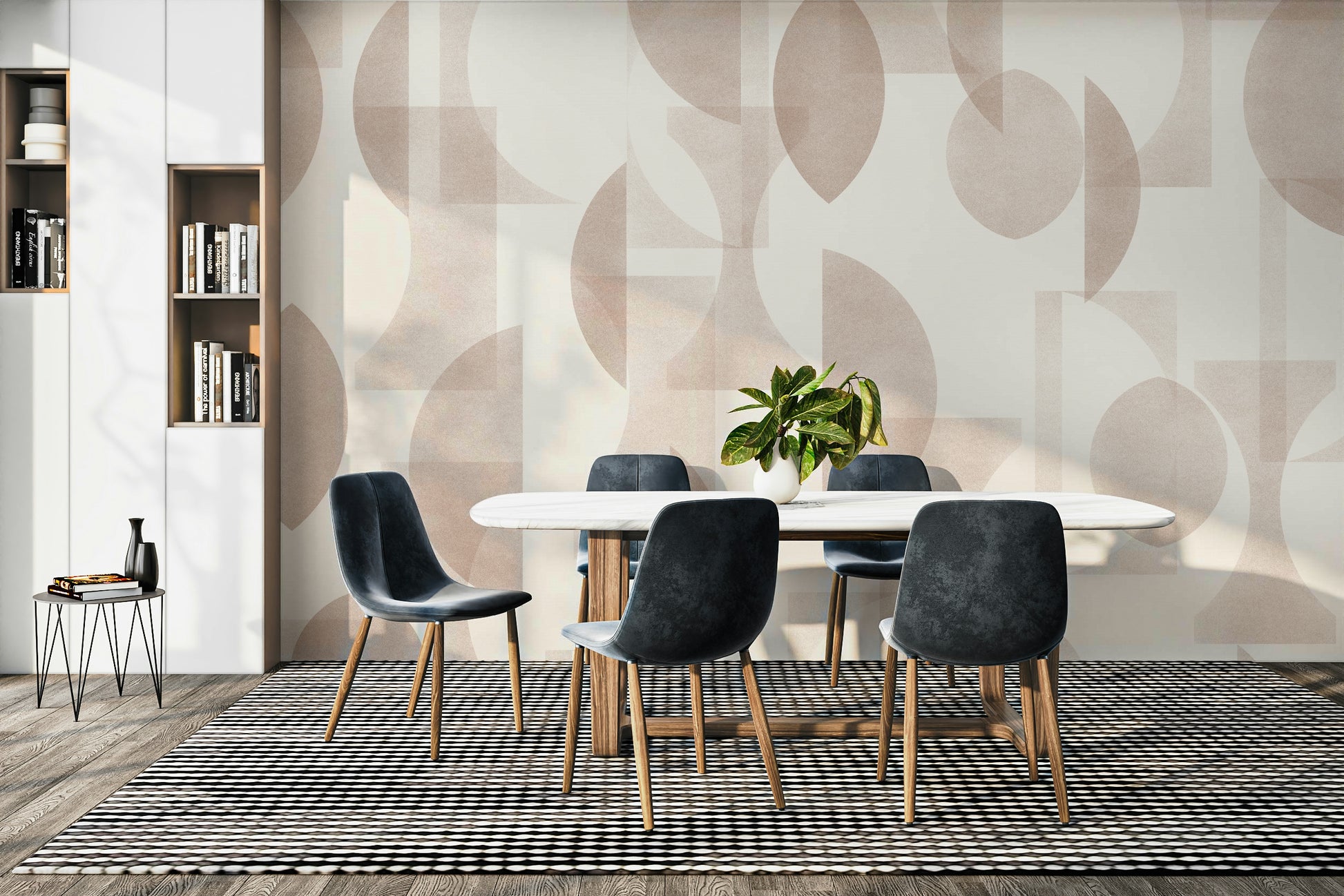 An interior with a modern and elegant accent wall

