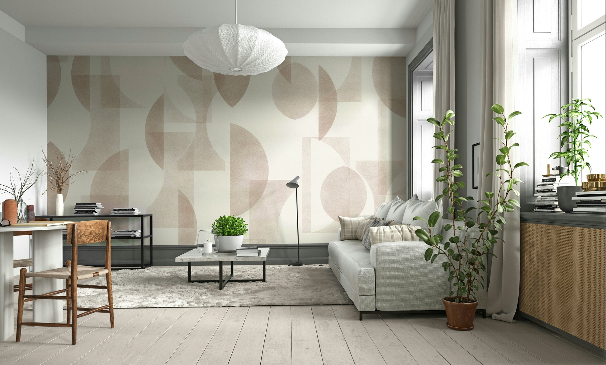 Close-up of a geometric pattern in mocha tones

