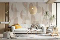 An angled shot of a wall with mocha wallpaper

