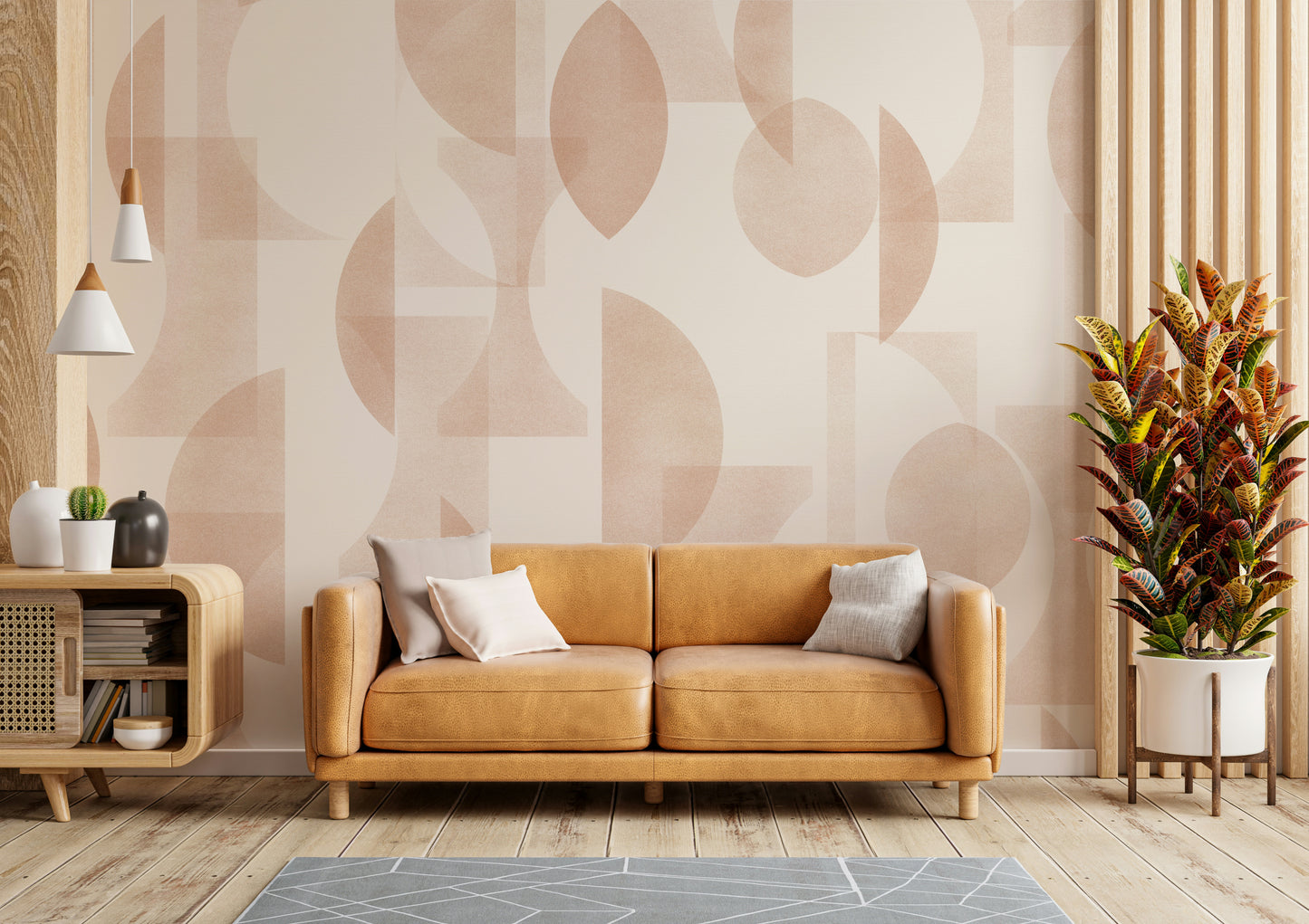 Serene abstract scene with friendly shapes

