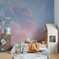 Wall mural with whimsical shapes and colors

