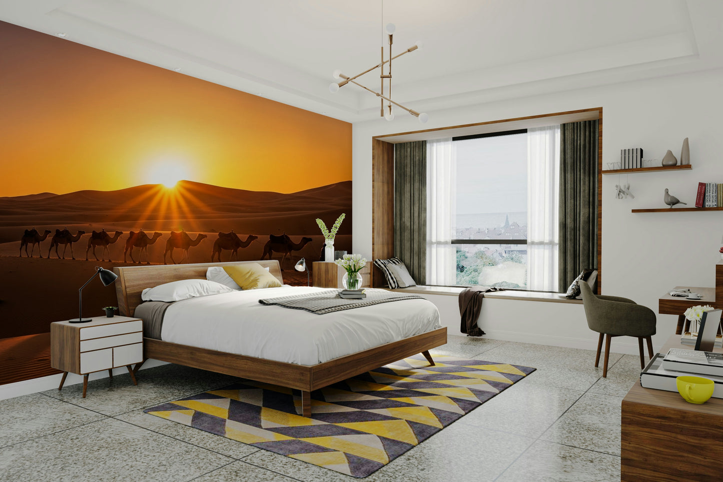 Wallpaper for walls with a desert landscape

