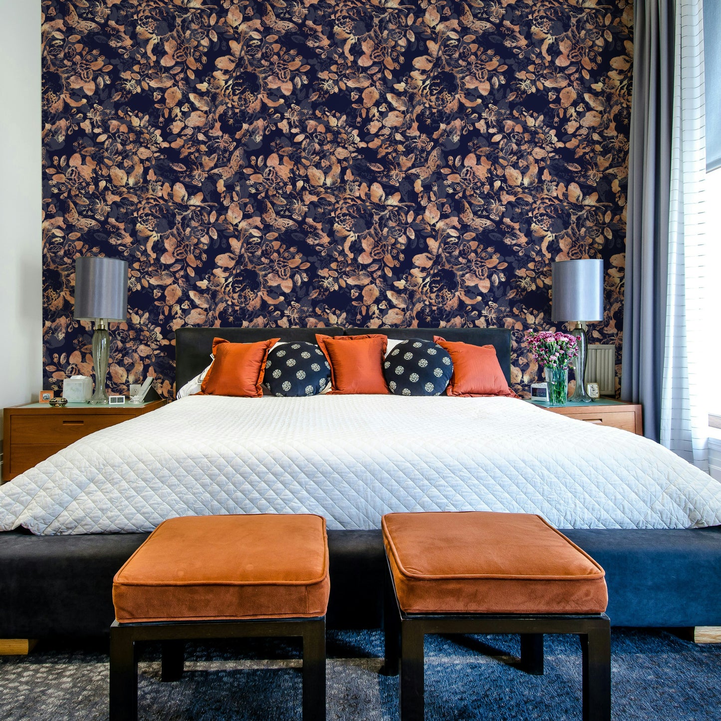 The mural is created for an entire wall, providing a unique backdrop.
