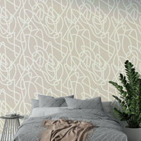 Detailed view of the continuous line drawing wallpaper

