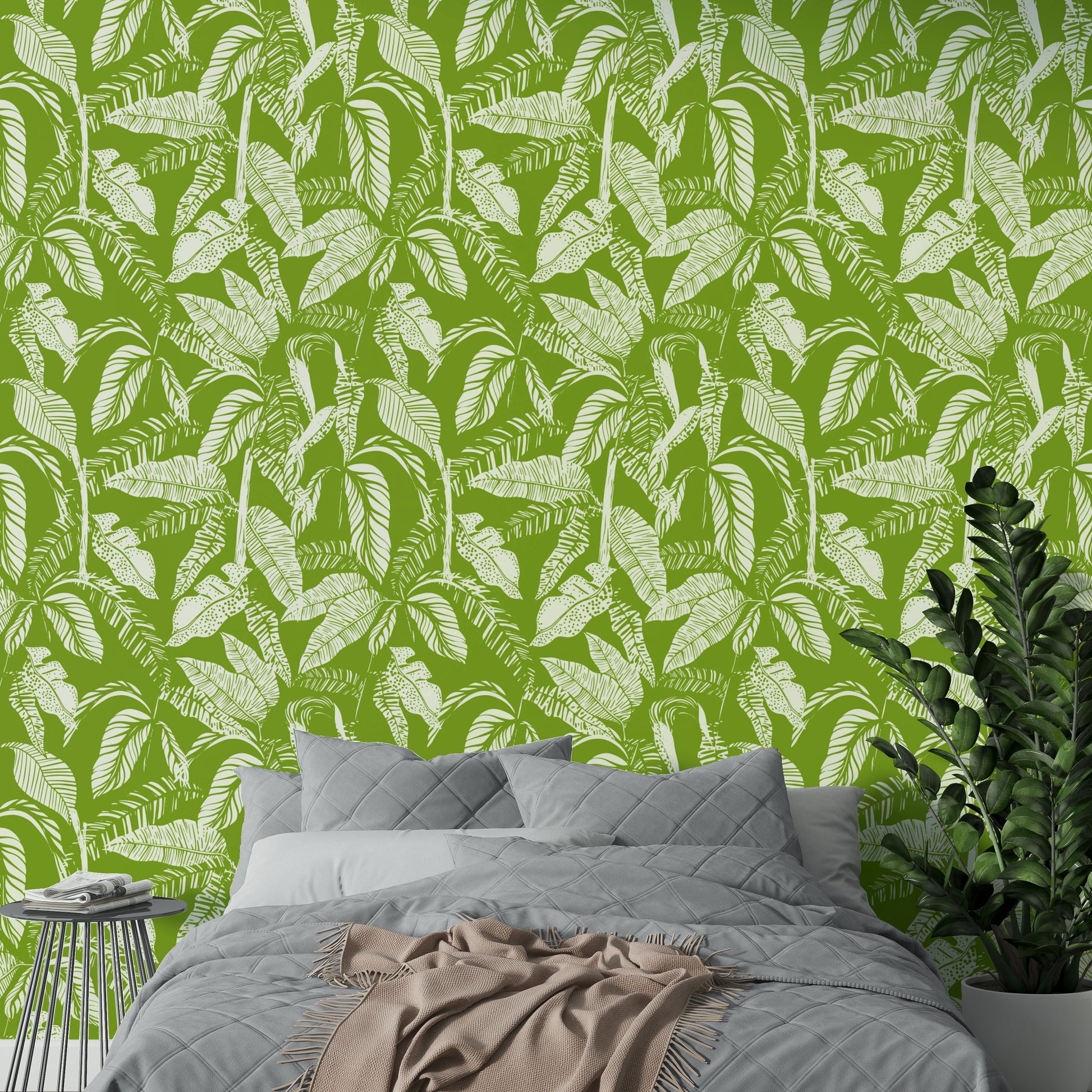 Detailed view of the hand-drawn leaves

