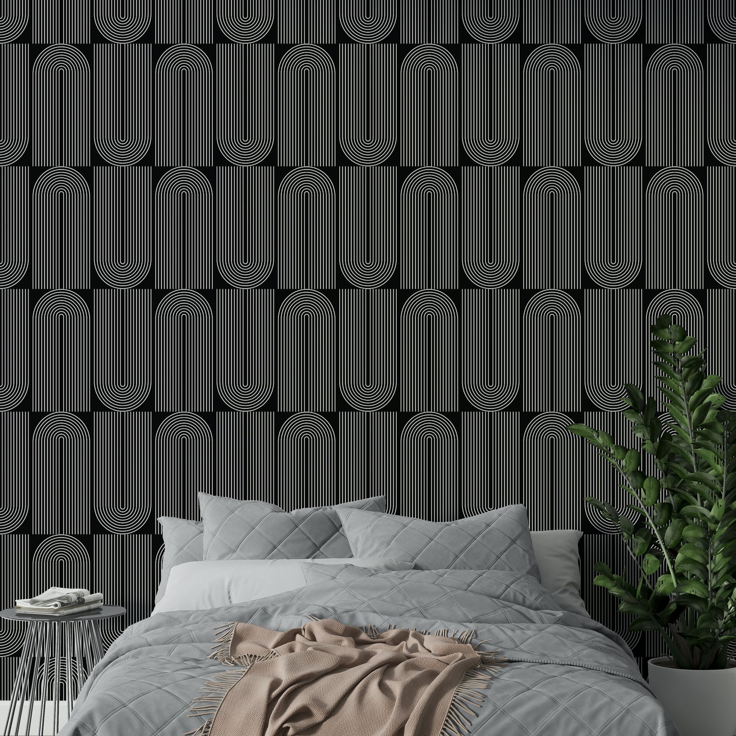 An interior with a sophisticated and striking accent wall

