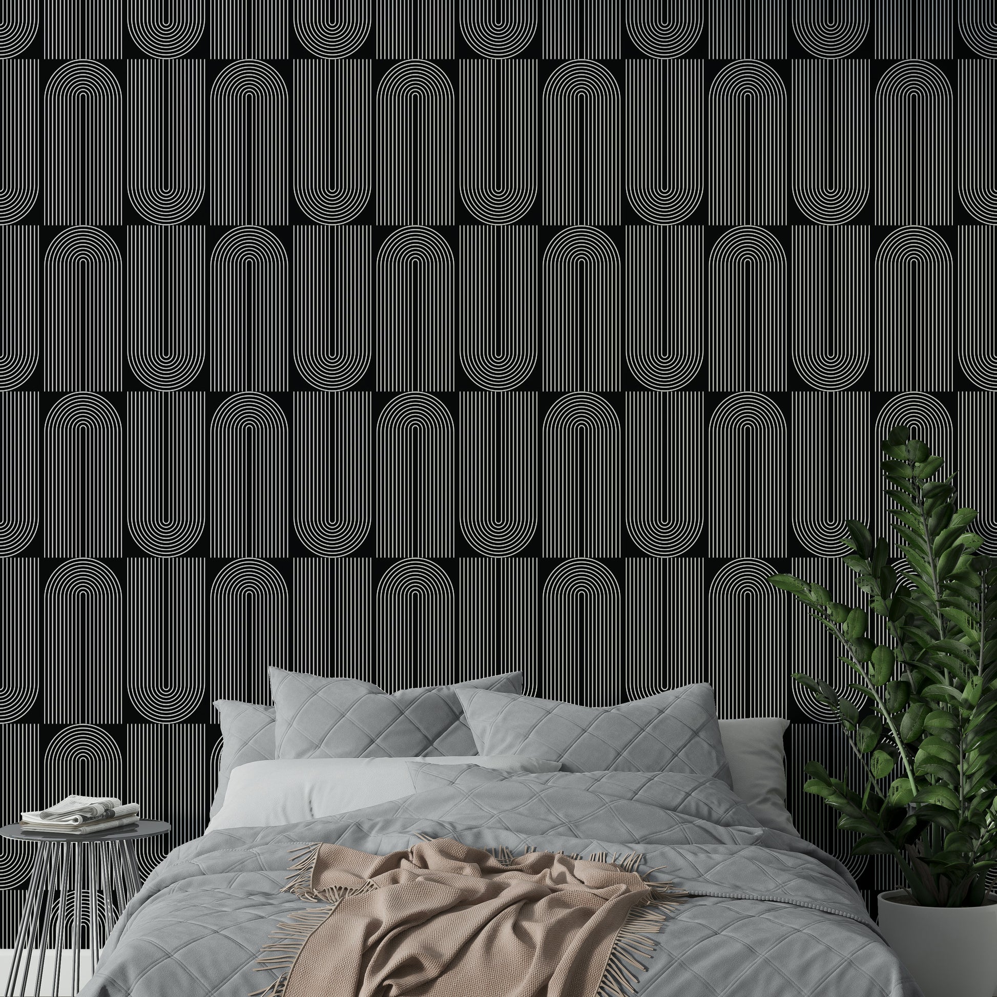 An interior with a sophisticated and striking accent wall

