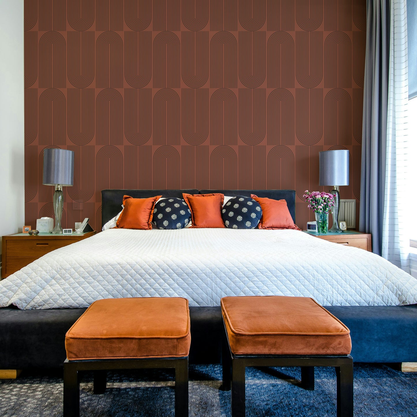 An interior with a sophisticated and striking accent wall

