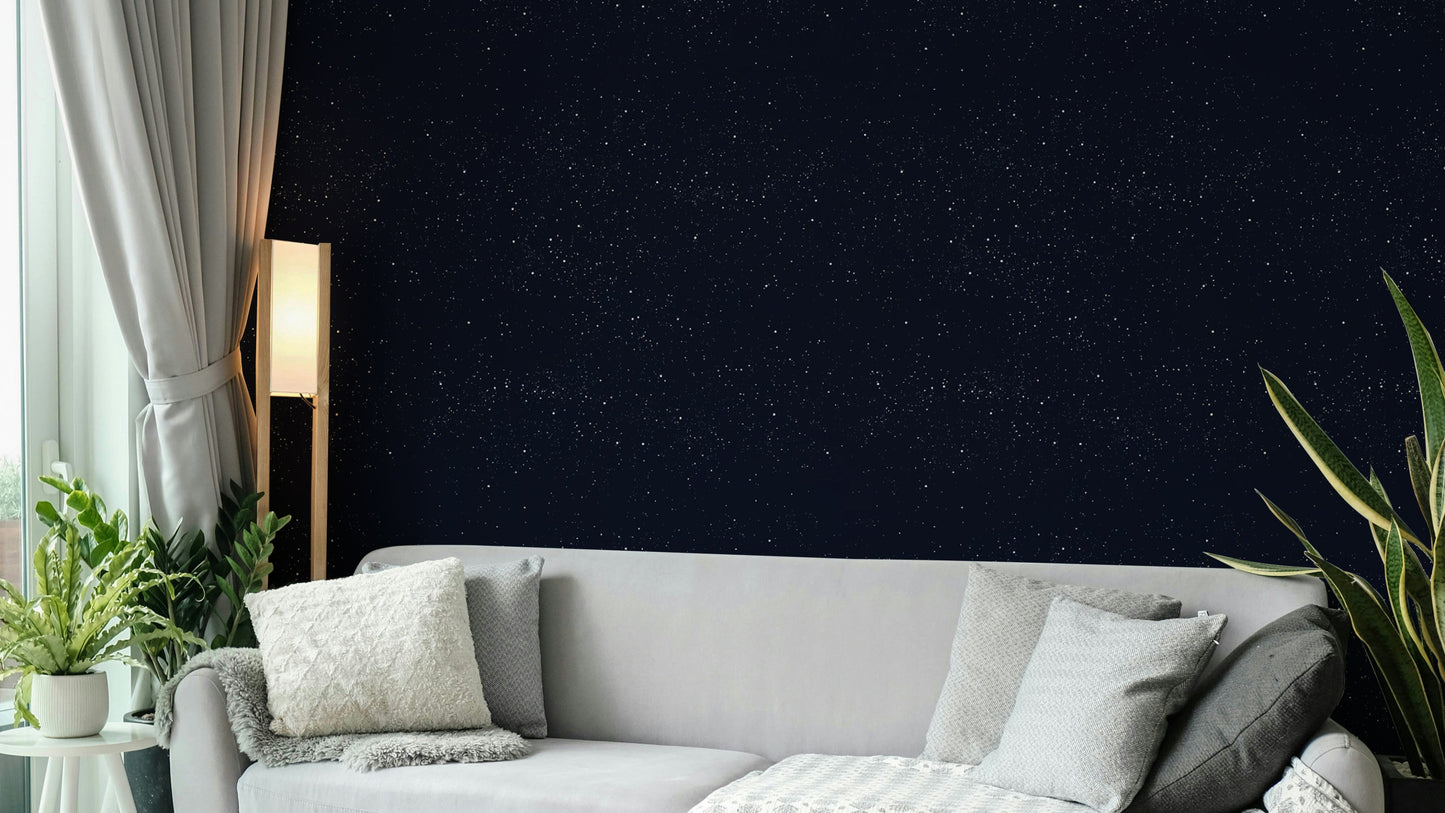 Galaxy Background Wallpaper on a bedroom wall

