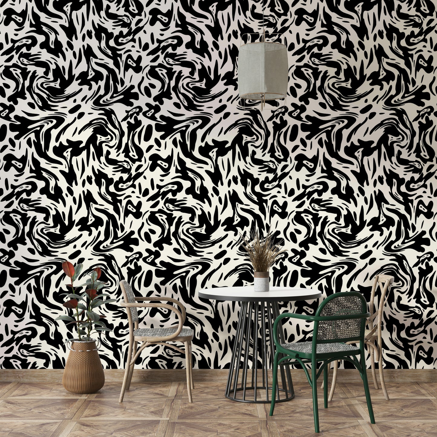 Wallpaper with a liquid pattern

