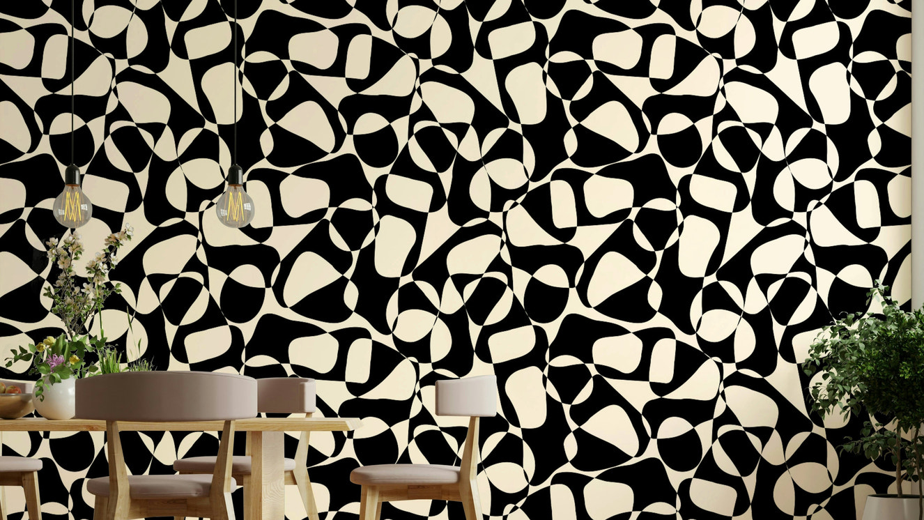 A large, terracotta-colored arch enters from the left.
