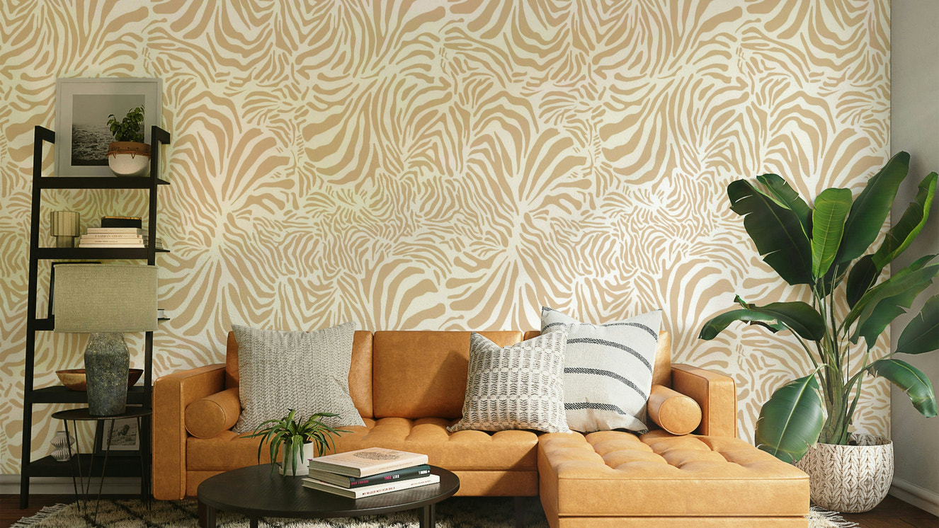 An interior with a soft and peaceful accent wall

