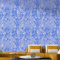 High-quality image of the blue Matisse leaves wallpaper

