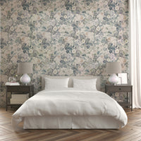 An interior with a soft and peaceful accent wall

