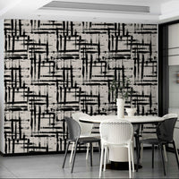 An interior with a fun and artistic accent wall

