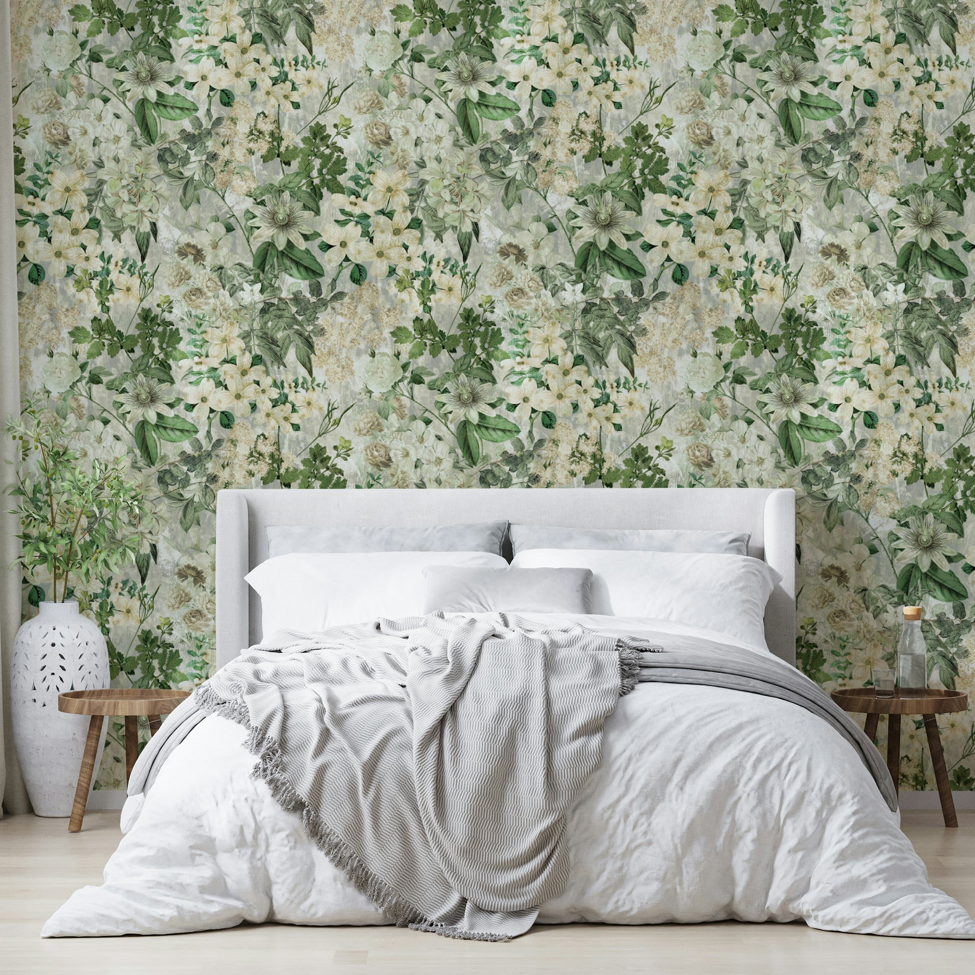 Detailed view of the abstract, hand-drawn flowers

