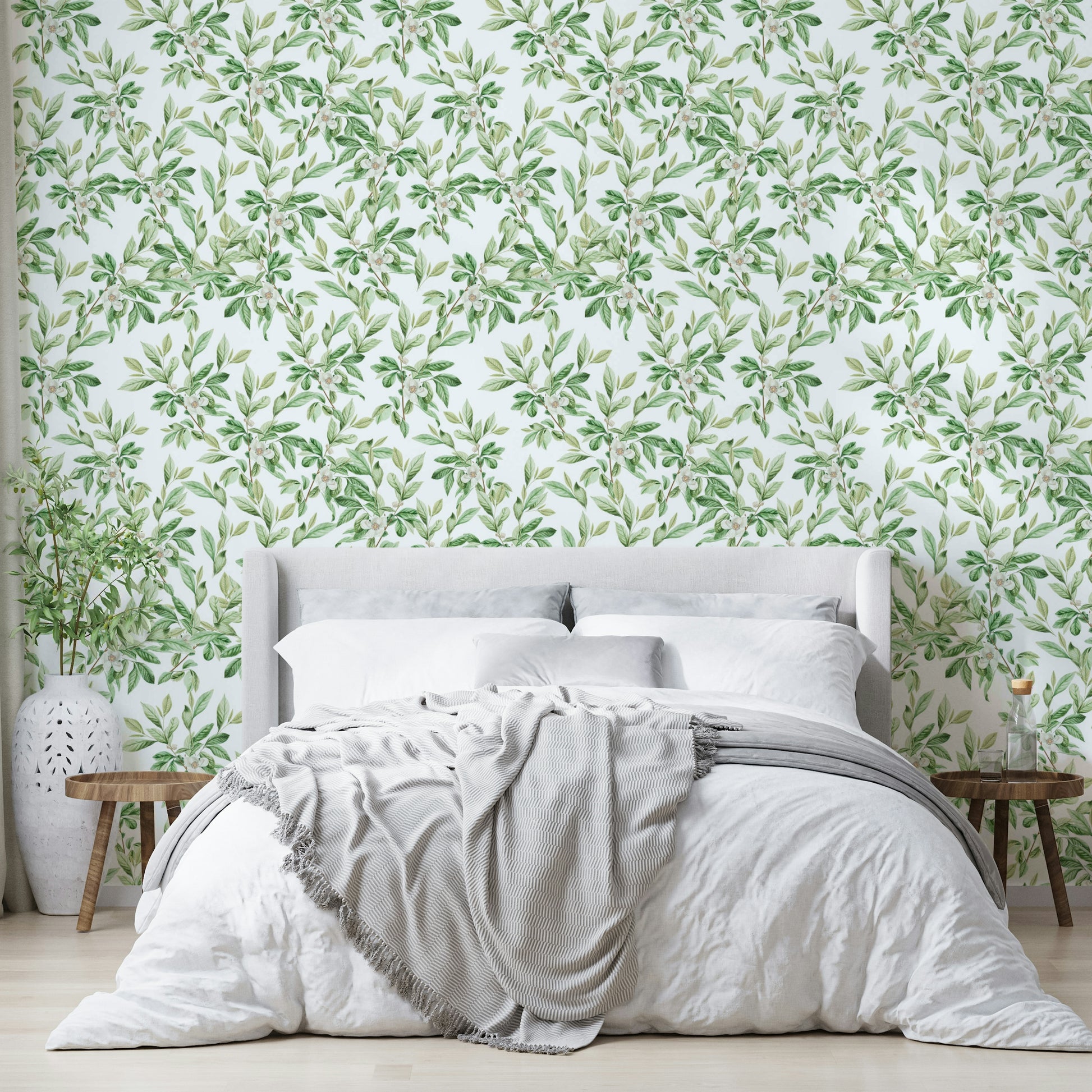 A seamless pattern of leaves on a wall


