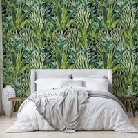 Wallpaper with a unique, vibrant botanical design

