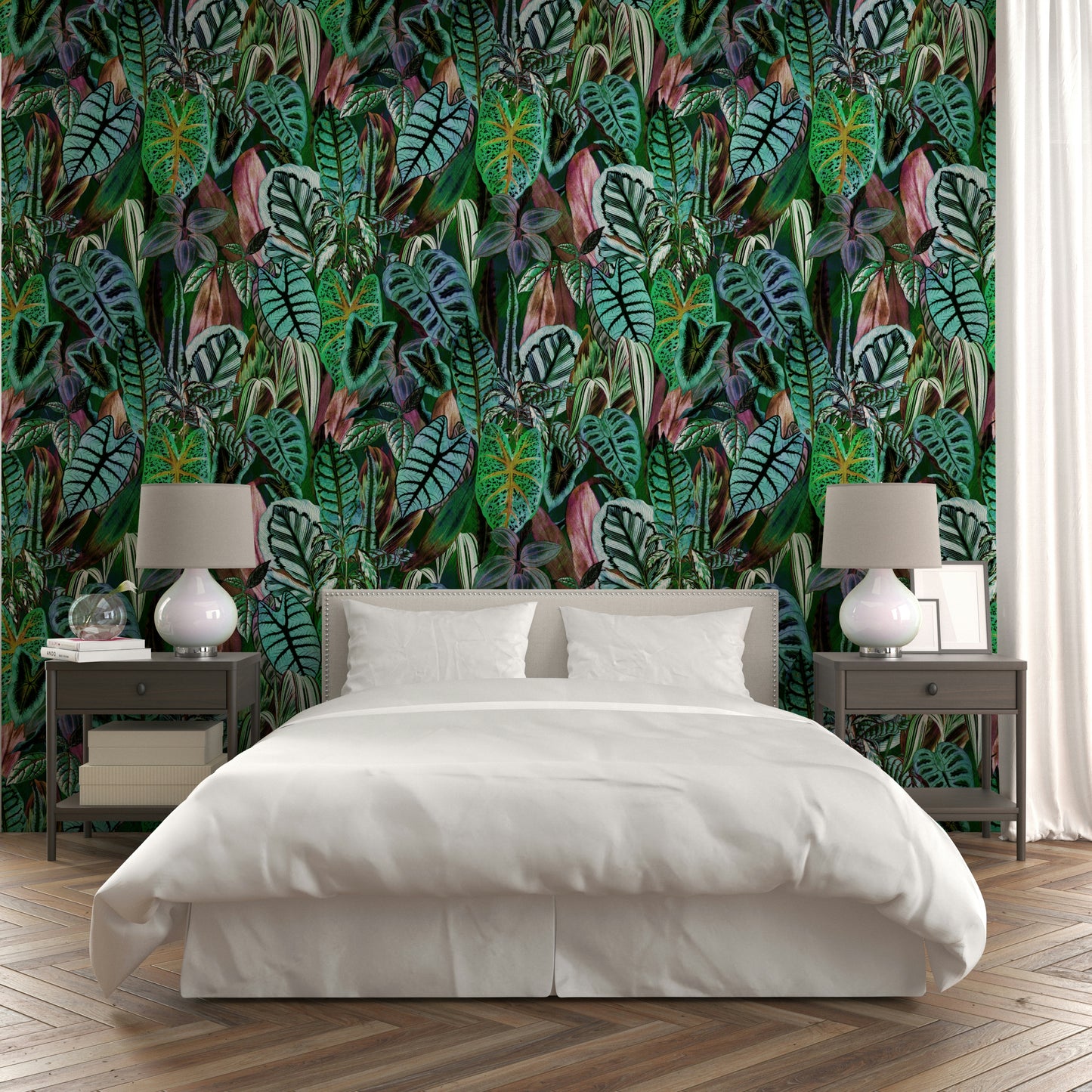 Green Foliage gentle mural wallpaper

