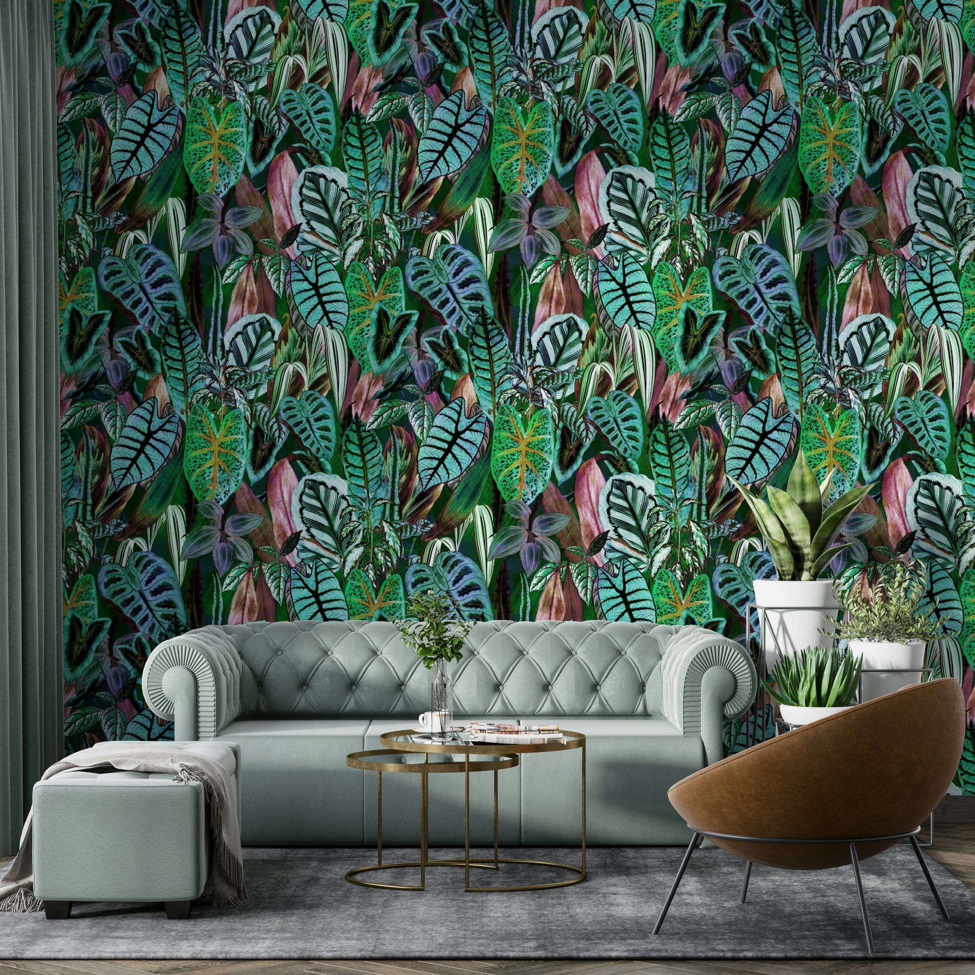 Green Foliage graceful wall covering

