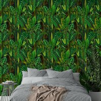 Green Exotic Foliage peaceful mural wallpaper

