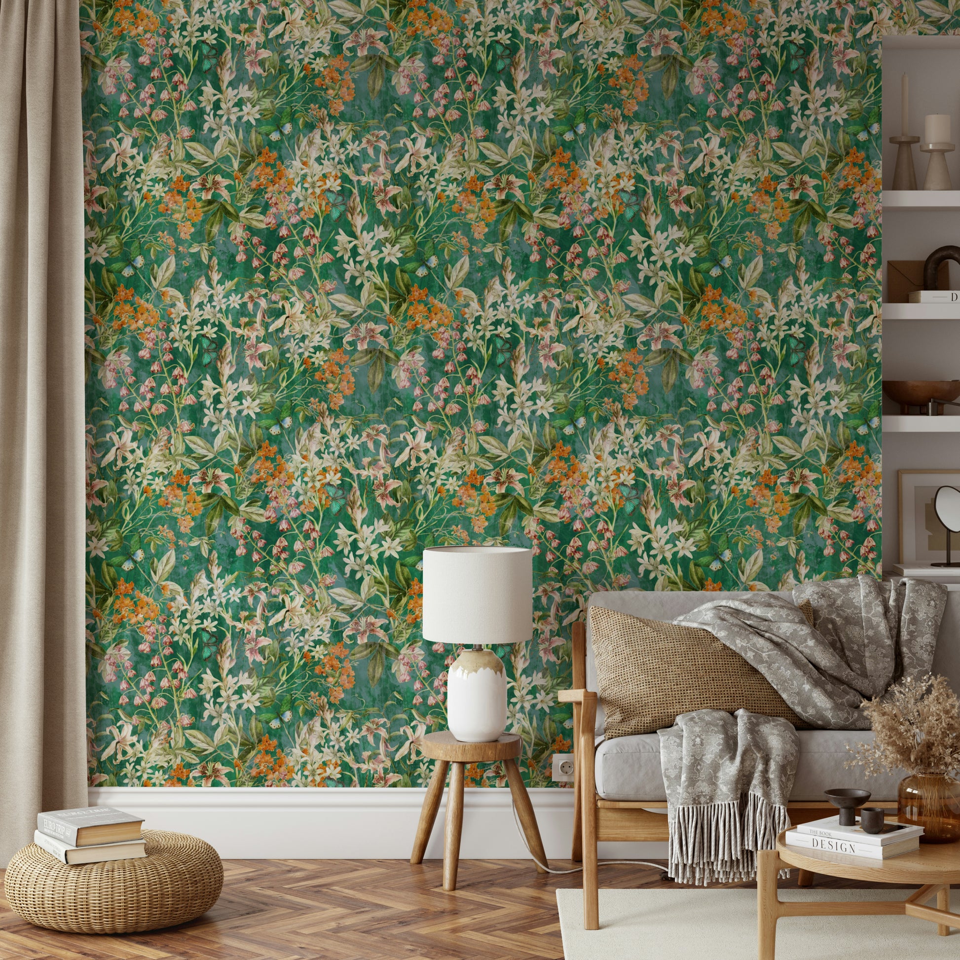 Green Meadow natural mural wallpaper

