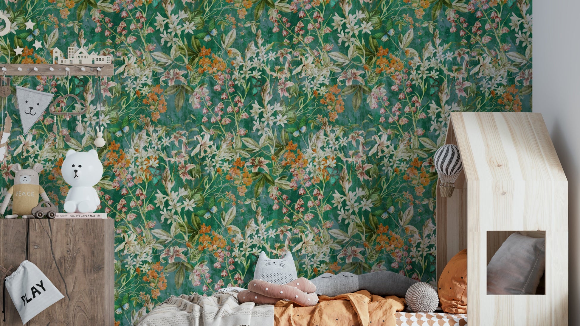 Green Meadow open field wall covering

