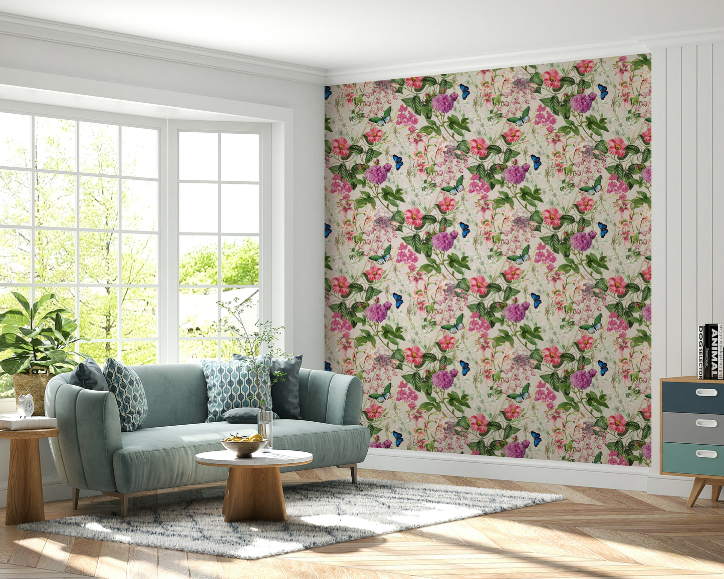 Pink Floral graceful mural wallpaper

