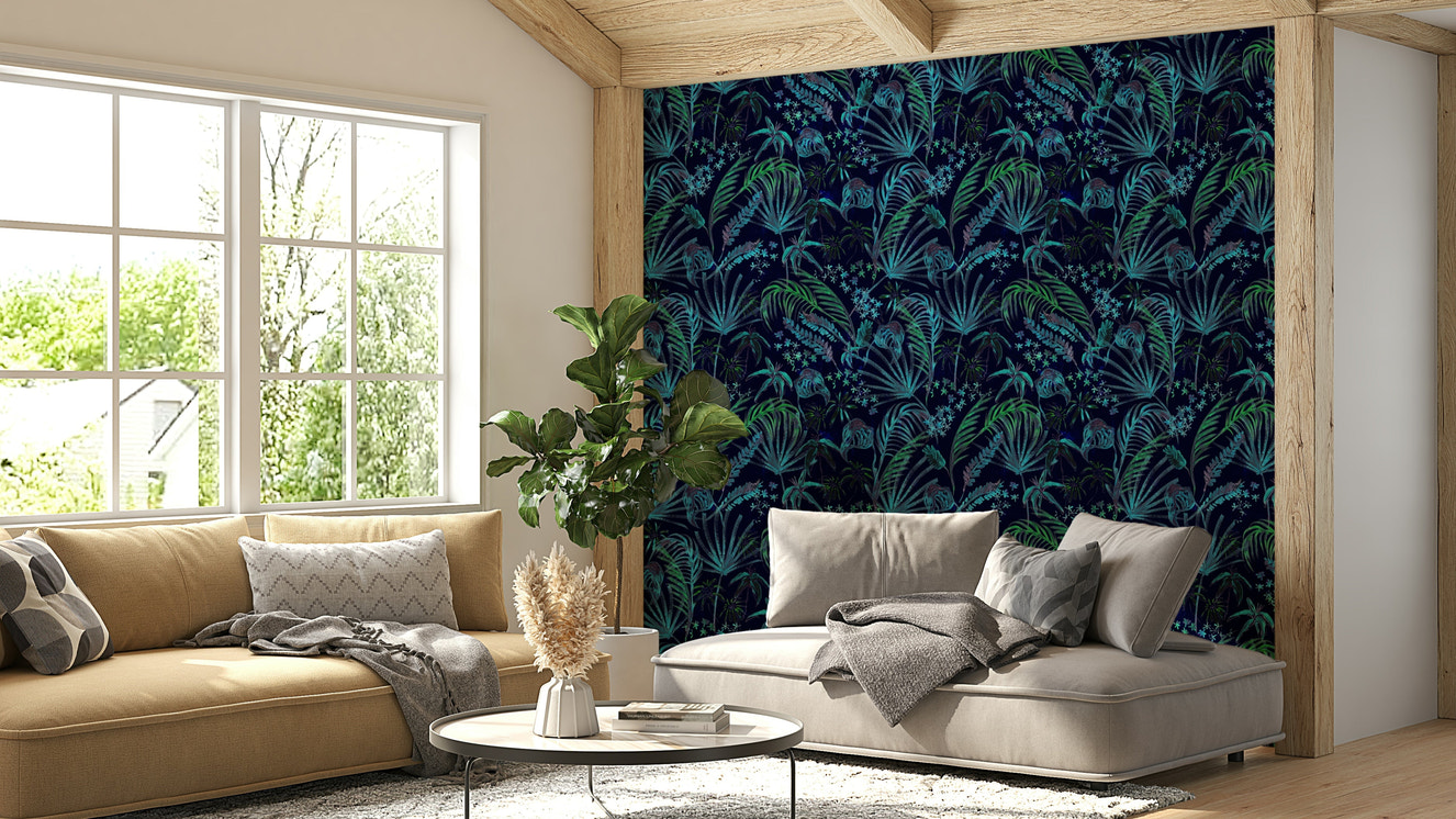 Hand Painted Night Plants artistic decor

