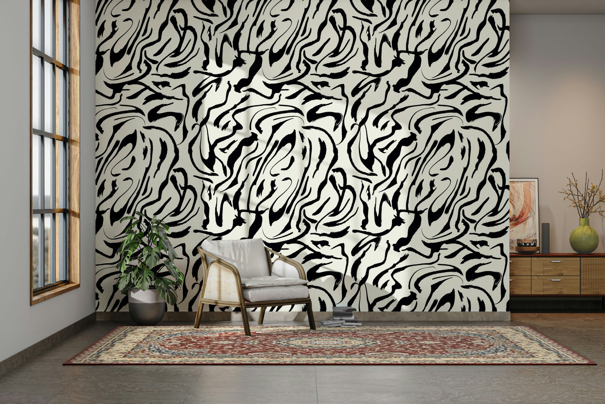 Painted Lines simple mural wallpaper

