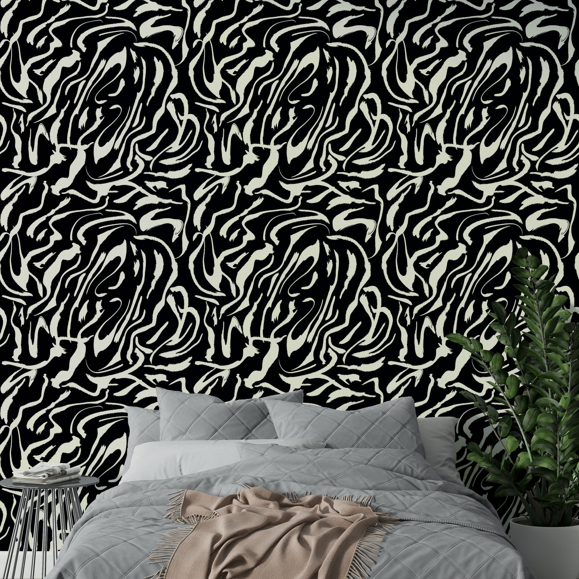 White Painted Lines elegant wall mural