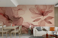 A photo of a Dreamy Sage Garden Rose Gold Wall Mural with plants.