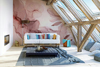 A classic rose gold mural with a garden pattern.