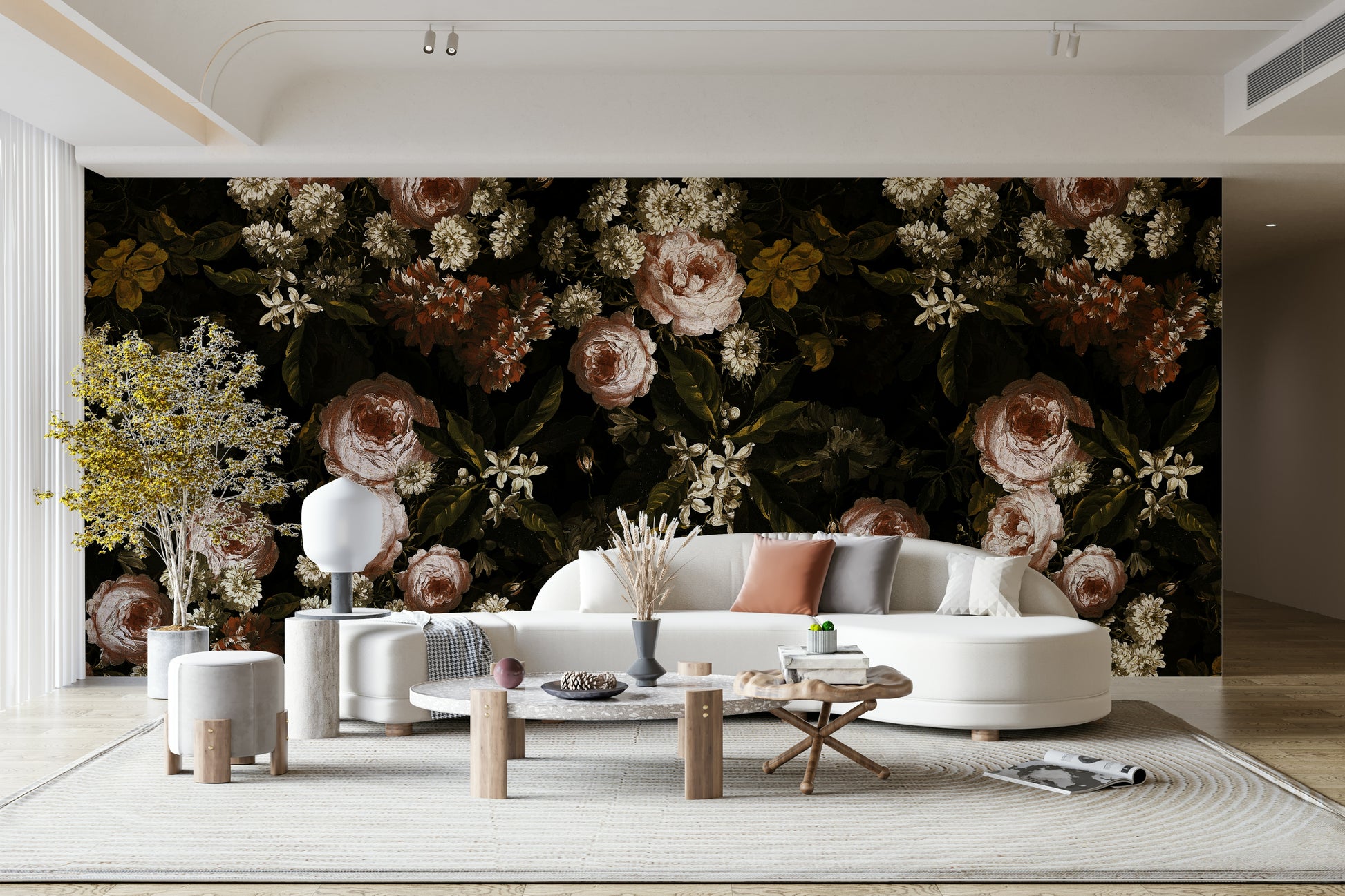 A tasteful baroque wall mural design.