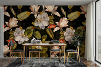 A dramatic floral wallpaper for walls.