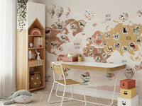 A free-spirited world map design with creatures.

