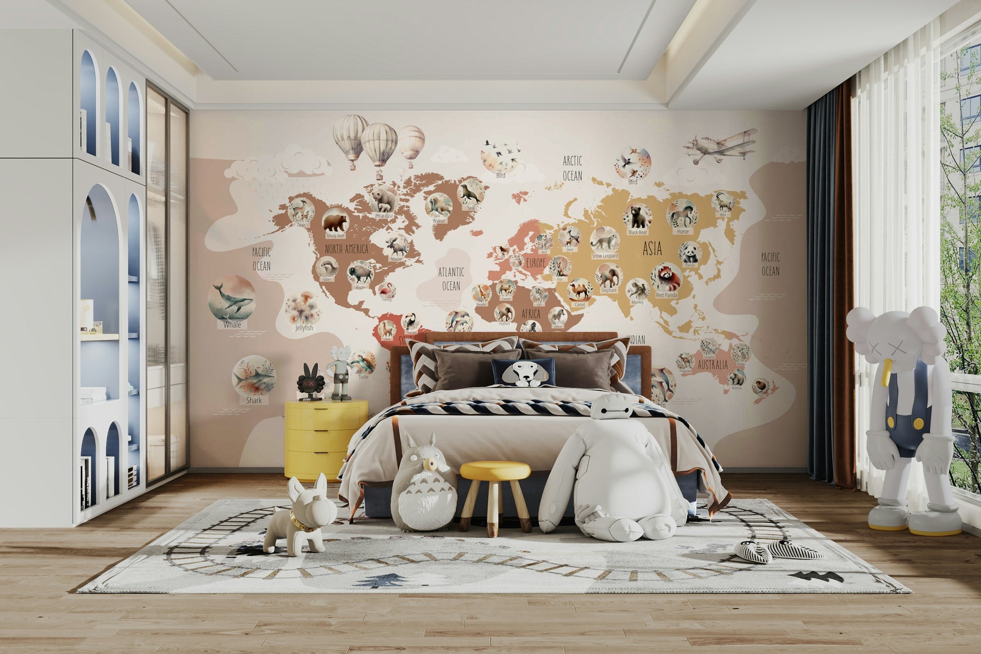 A beautiful wildlife map wallpaper with an artistic flair.

