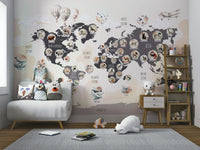 A sophisticated animal globe wall covering.

