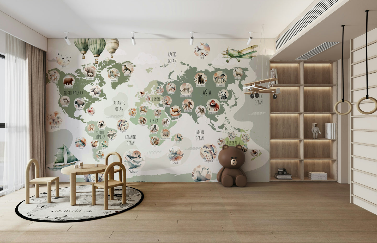 Green Globetrotter charming mural