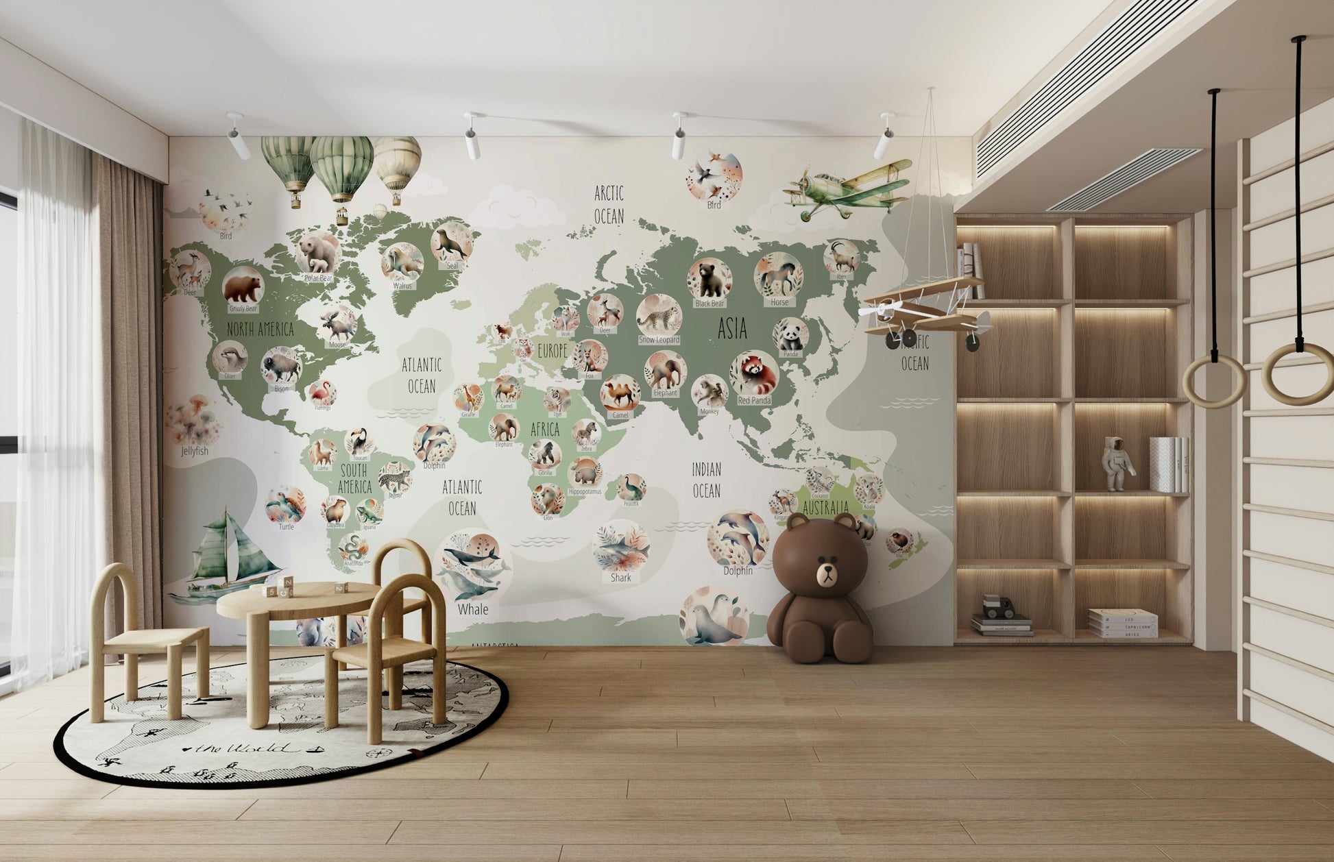 Green Globetrotter charming mural
