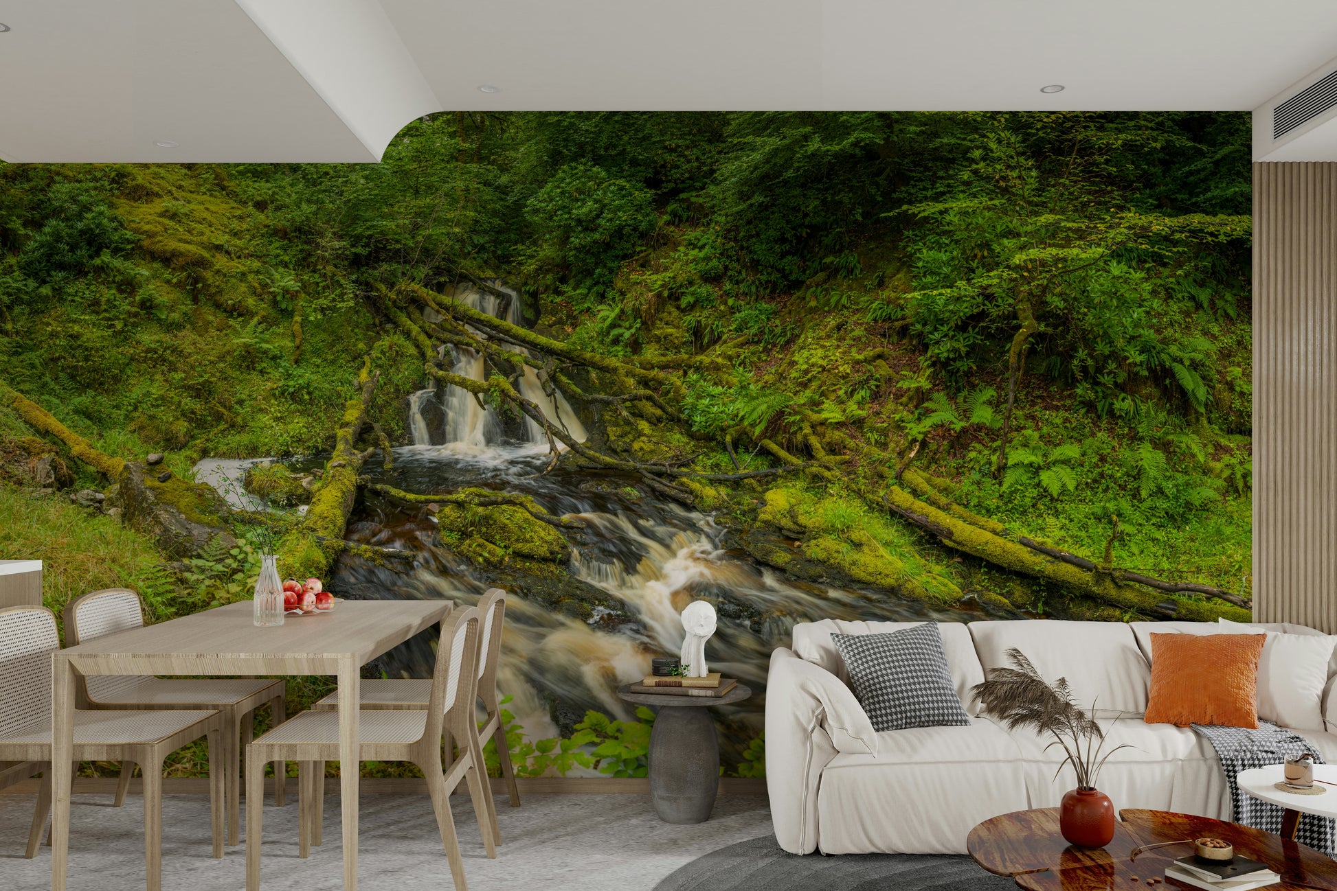 Mossy Falls nature mural wallpaper

