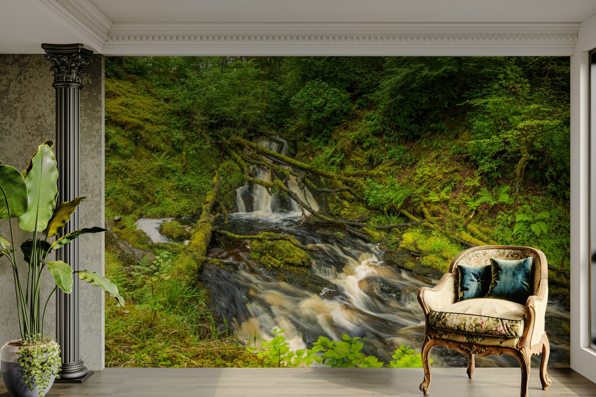 Mossy Falls beautiful mural wallpaper

